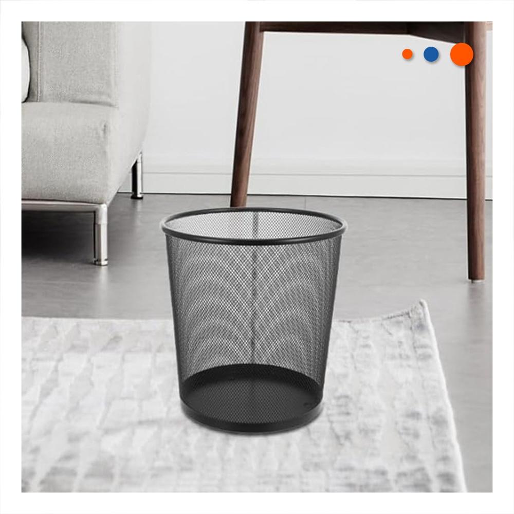 Contenedor de basura circular malla metalica negro para casa oficina y cocina Y Papel Regalo