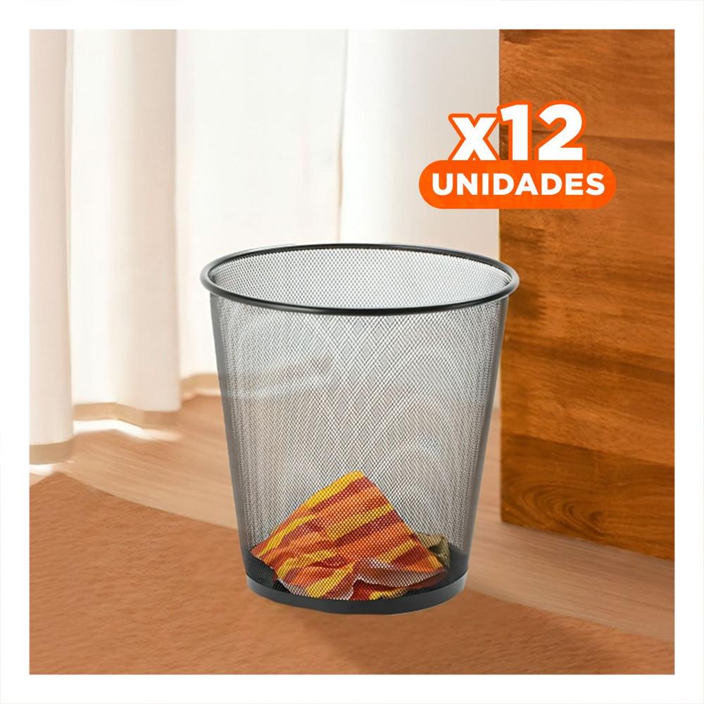 Pack12 Contenedor de basura negro metalica redonda para hogar cocina y oficina YRegalo Sticker