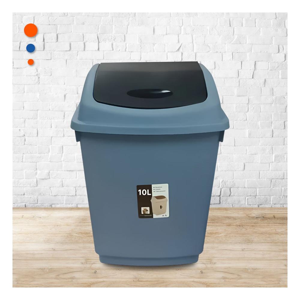 Tacho de Basura Color Azul con Tapa Tipo Vaiven y Volumen 10L Y Notas