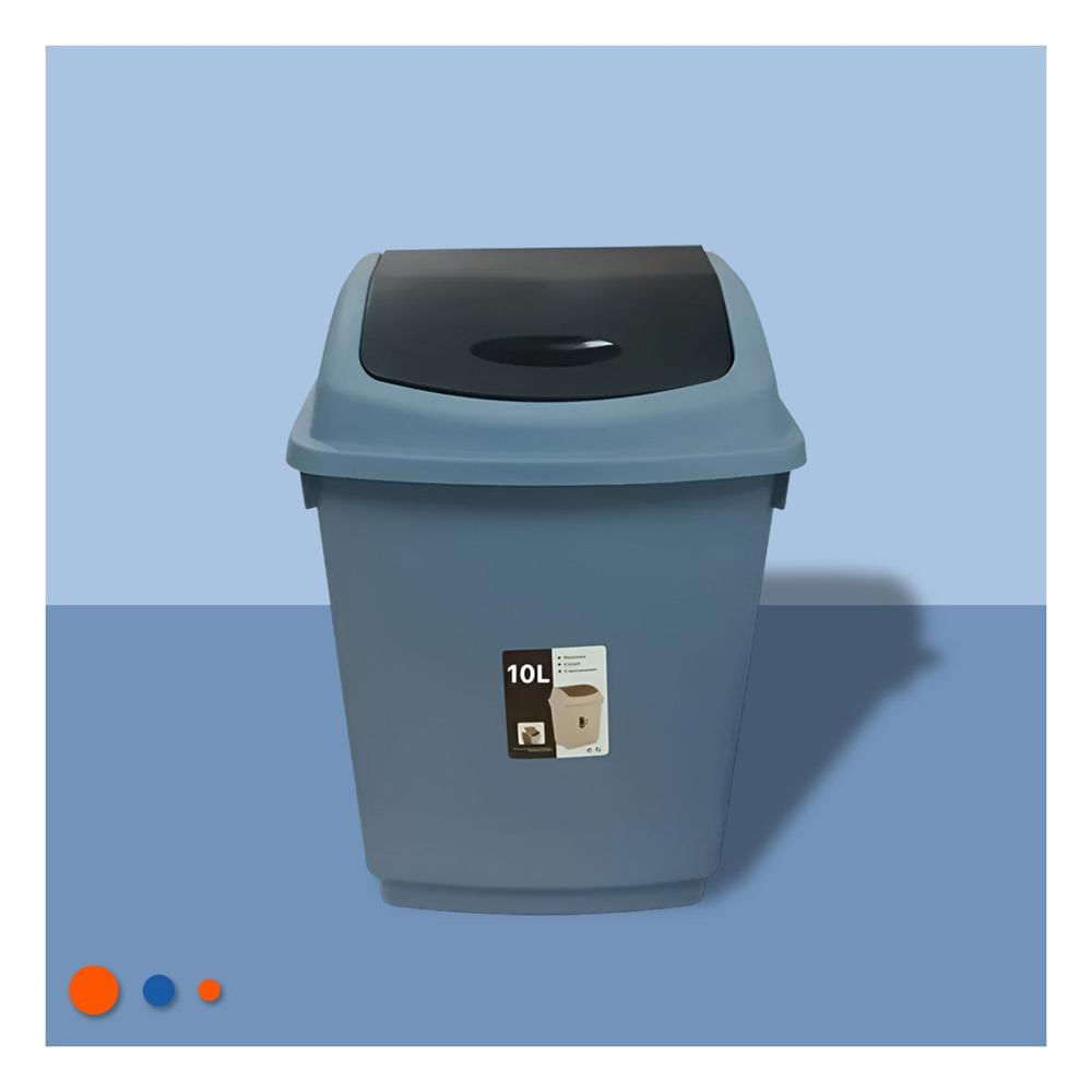 Tacho Color Azul de Basura con Tapa Vaiven y Capacidad Funcional 10L Y Papel Regalo