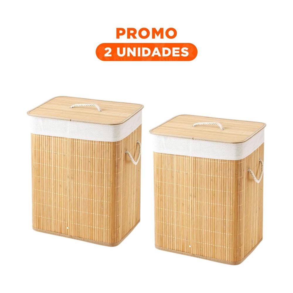 Pack2 Producto Plegable de Bambu con Tapa para Almacenamiento Domestico Y Regalo Sticker