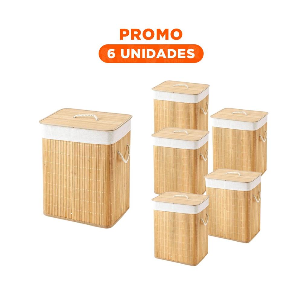 Pack6 Solucion de Bambu Plegable con Tapa para Organizar Espacios en Casa Y Regalo Sticker