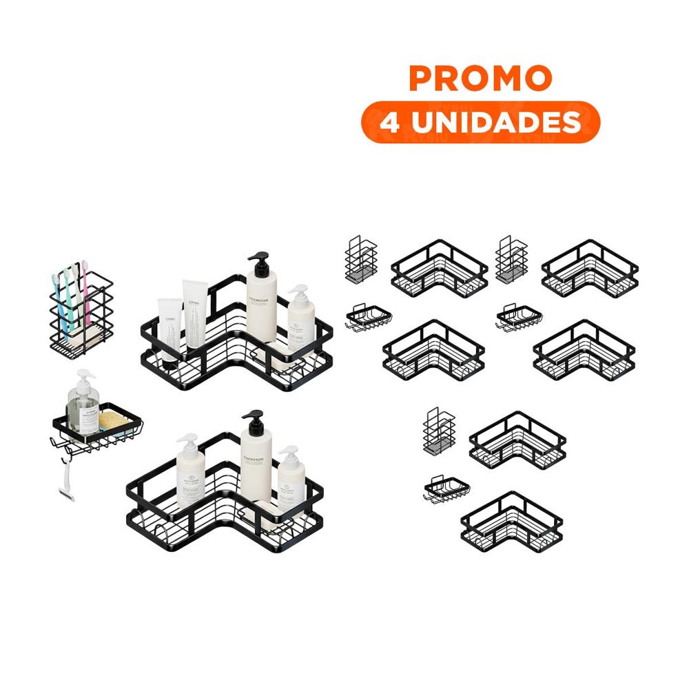 Pack4 Gabinete Esquinero Resistente 5 Piezas Negro Orden Eficiente Hogar