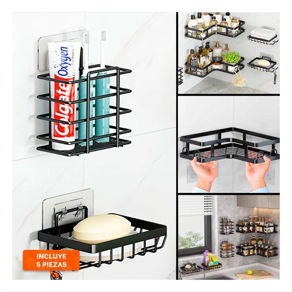 Organizador Esquinero Resistente 5 Piezas Negro Diseno Compacto Hogar Y Ligas Regalo