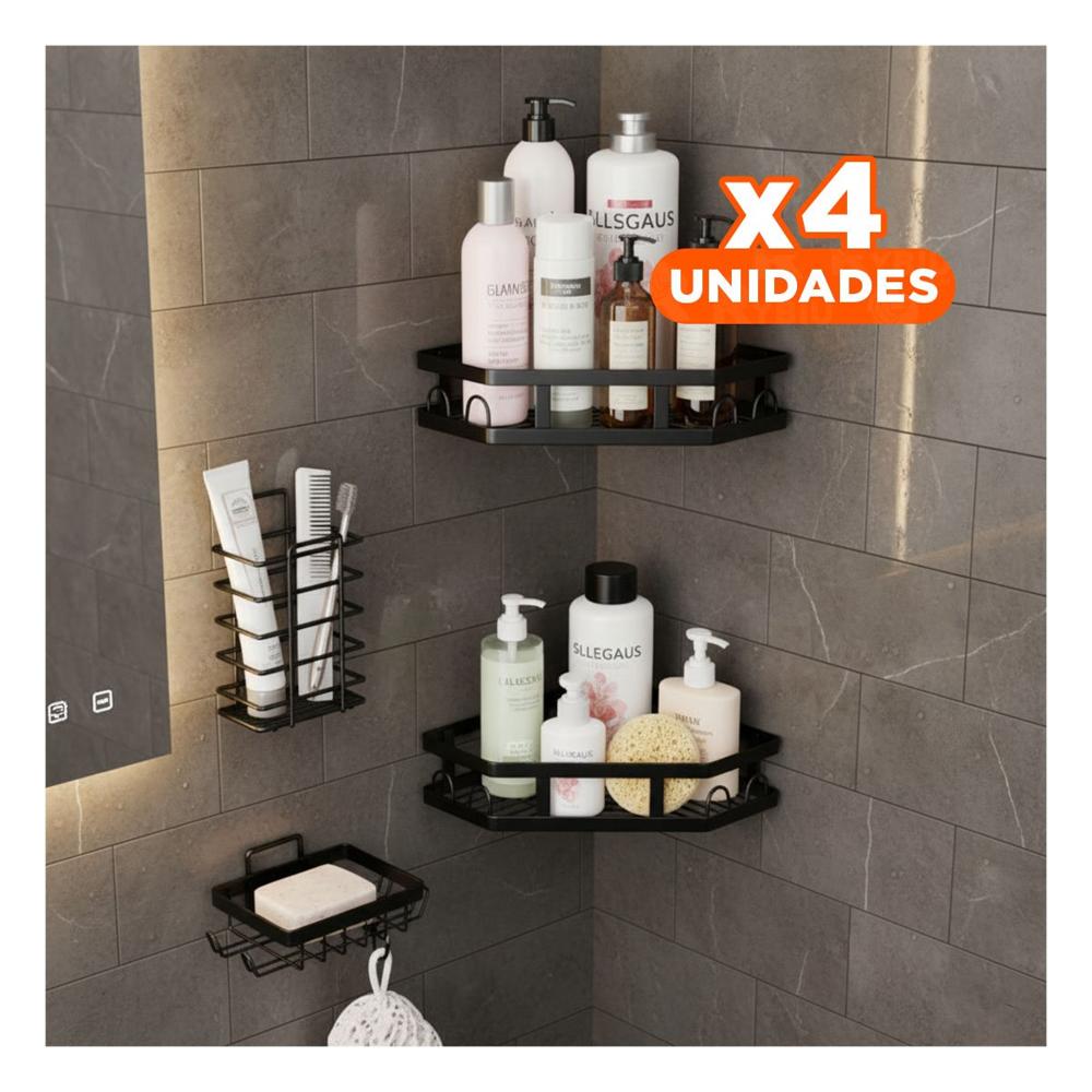 Pack4 Modulo Esquinero 5 Piezas Negro para Ordenar Ambientes del Hogar Y Regalo Sticker