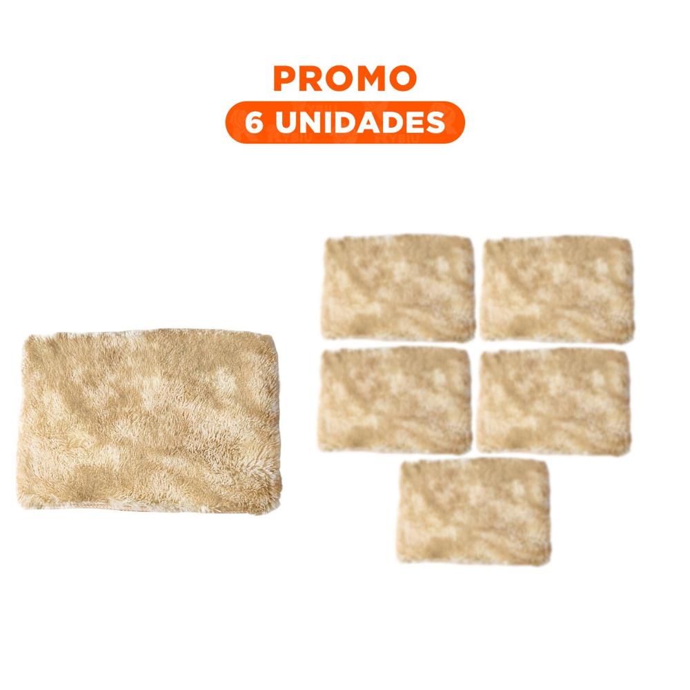 Pack6 Alfombrilla de Textura Peluche Camello y Crema Rectangular 40x60cm YRegalo Sticker
