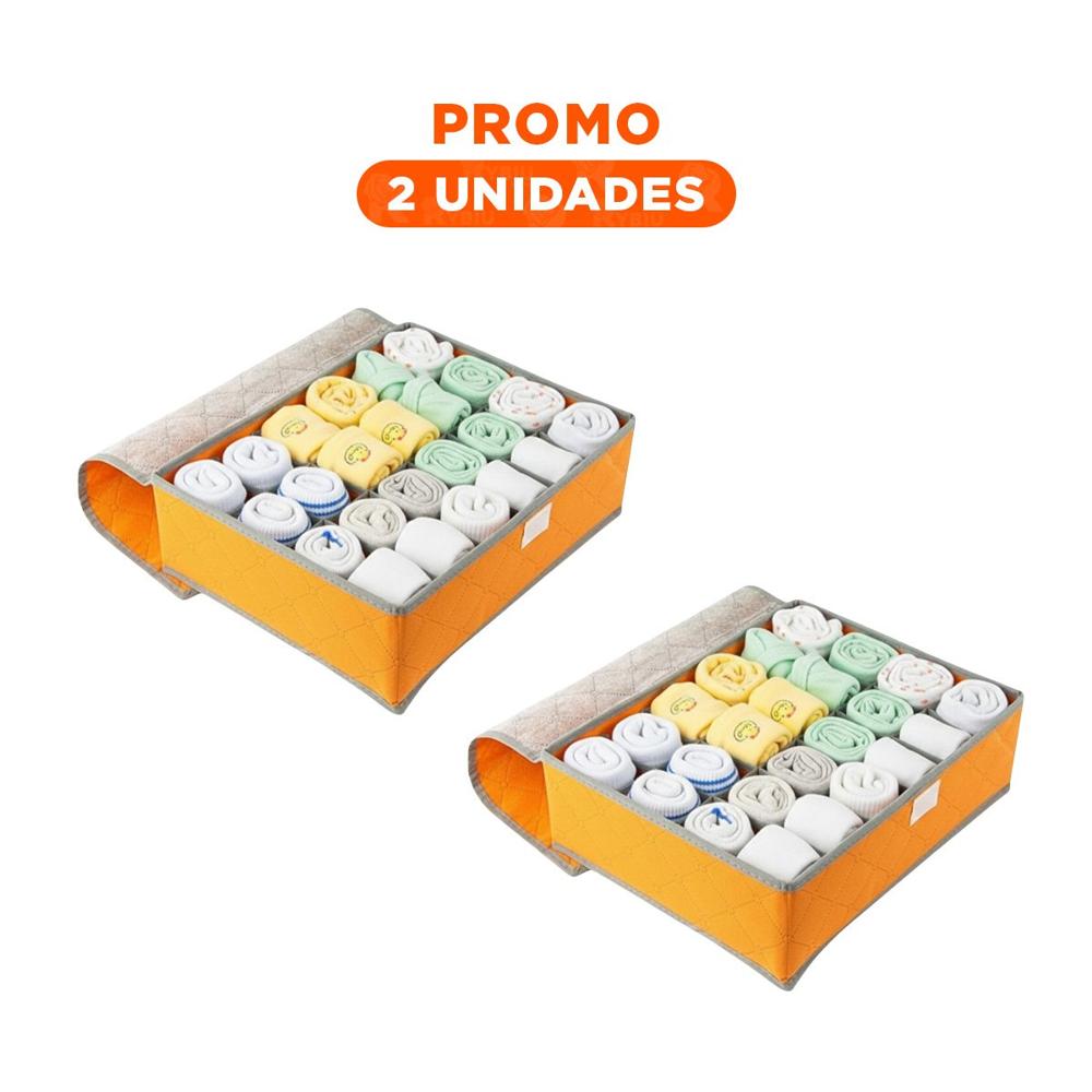 Pack2 Contenedor Organizador para Ropa Interior 24 Divisiones Naranja Hogar Y Regalo Sticker