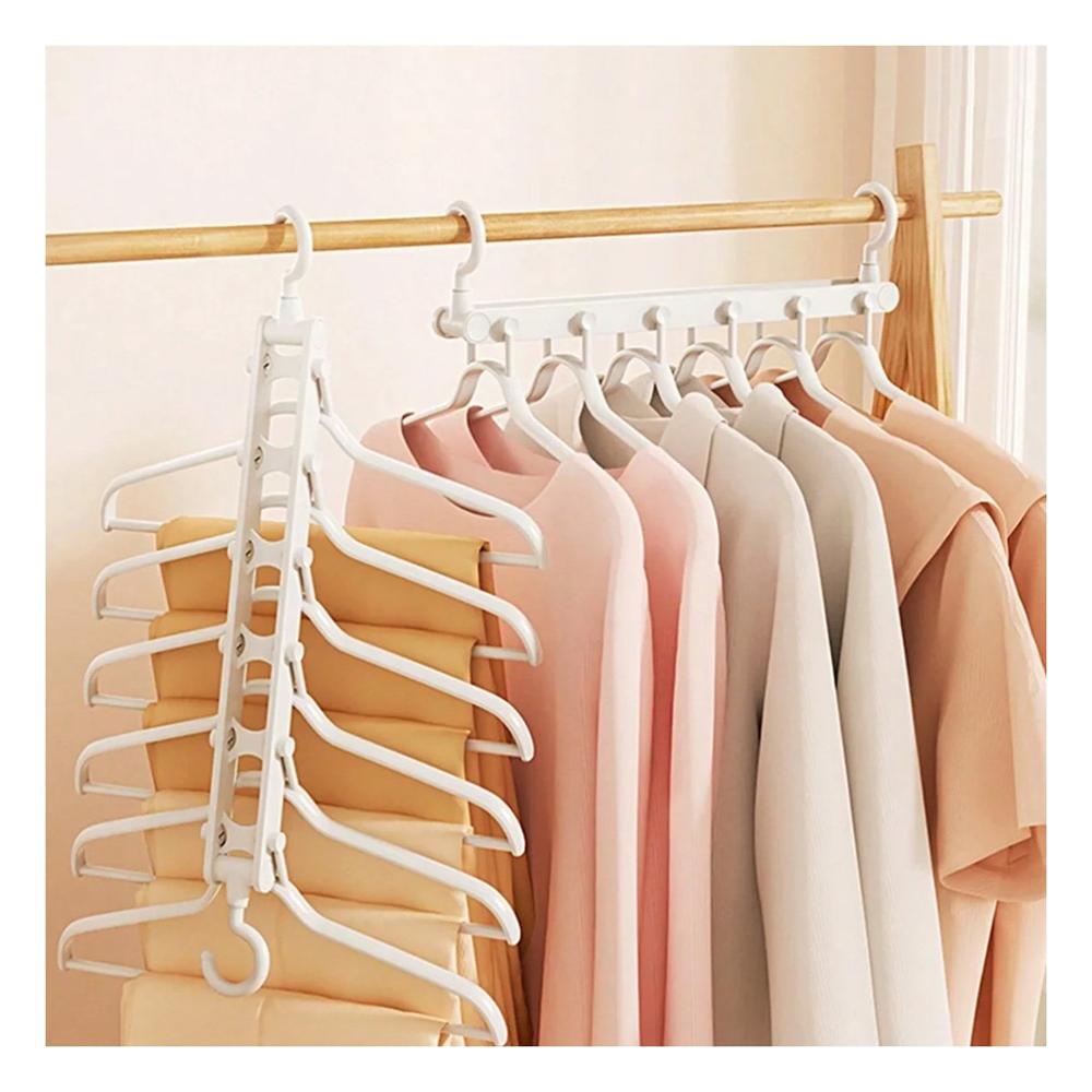 Perchero Plegable 6 en 1 Blanco Multifuncional para Organizar Ropa Diaria