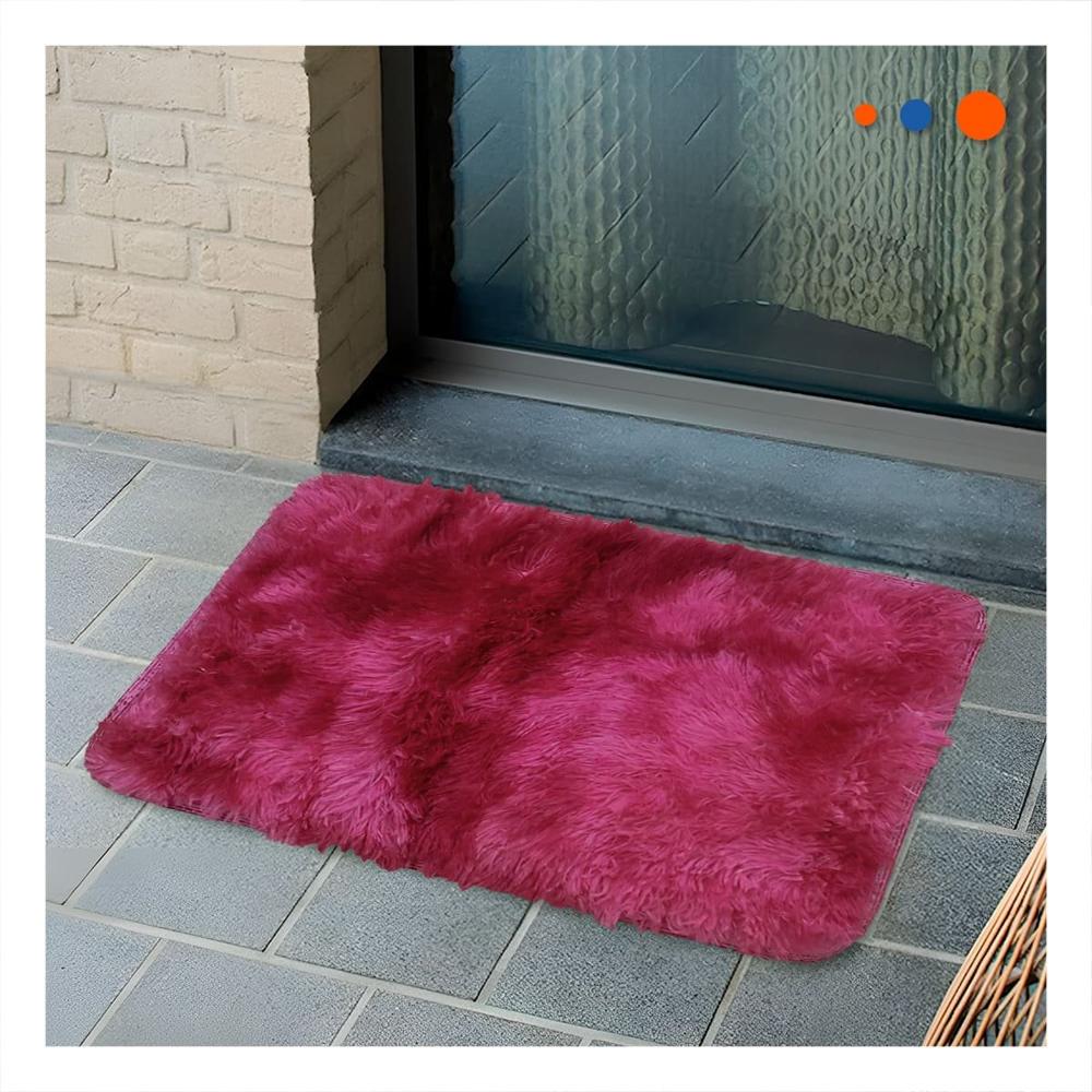 Alfombra Fucsia y Guinda Rectangular con Dimensiones 40x60cm y Textura Peluche Y Papel Regalo