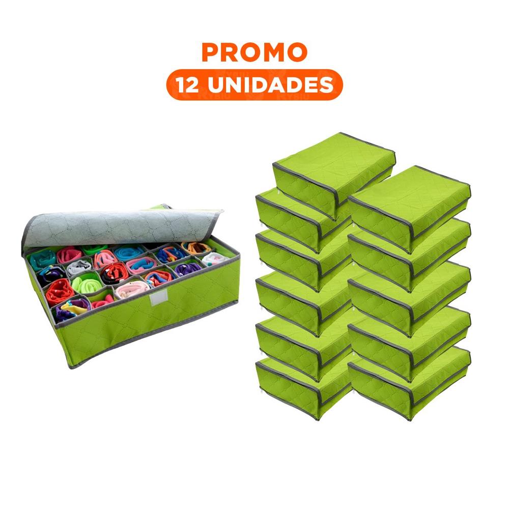 Pack12 Modulo Organizador para Ropa Interior 24 Divisiones Verde Orden Plus