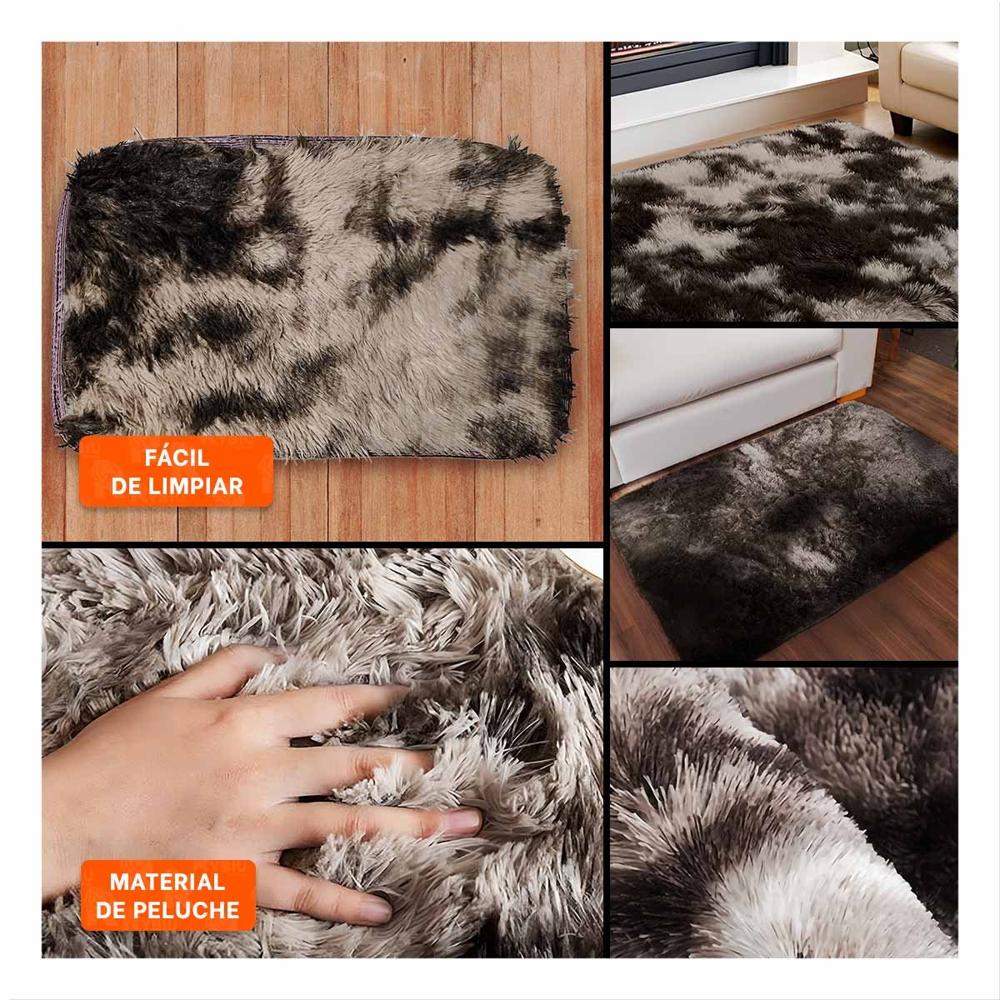 Alfombra Rectangular Marron y Crema de Textura Peluche en Dimensiones 40x60cm Y Ligas Regalo