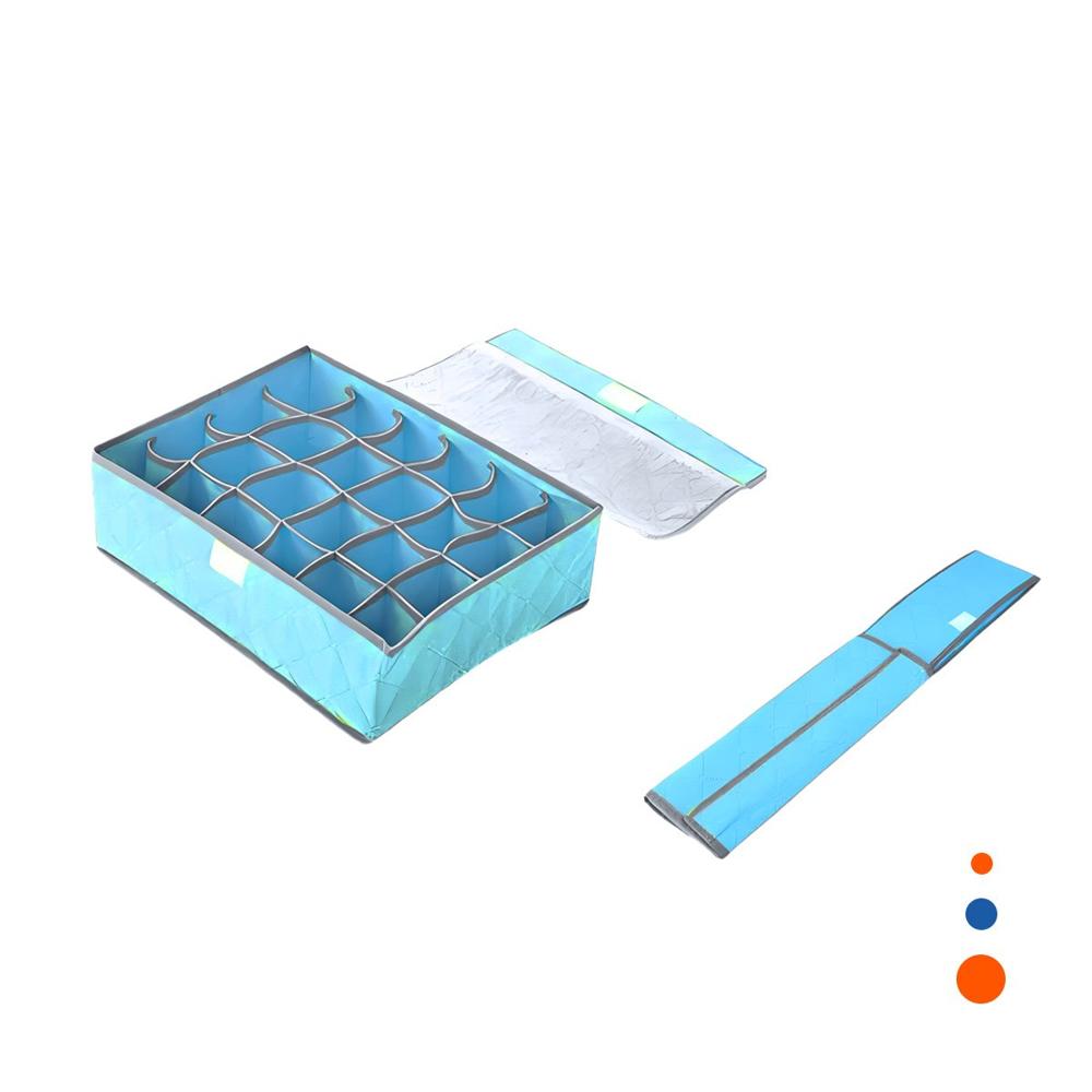 Organizador de Ropa Interior 24 Divisiones con Tapa Celeste Orden Diario Max Y Regalo Sticker