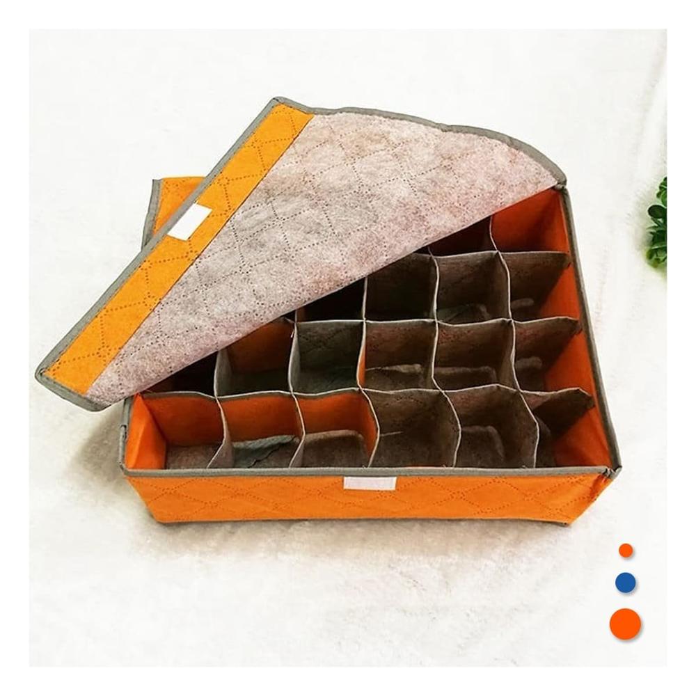 Organizador de Ropa Interior 24 Divisiones con Tapa Naranja para Cajon Extra Y Papel Regalo