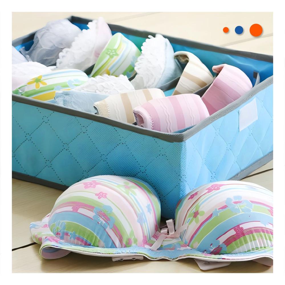 Organizador de Ropa Interior 24 Divisiones con Tapa Celeste para Cajon Extra Y Papel Regalo