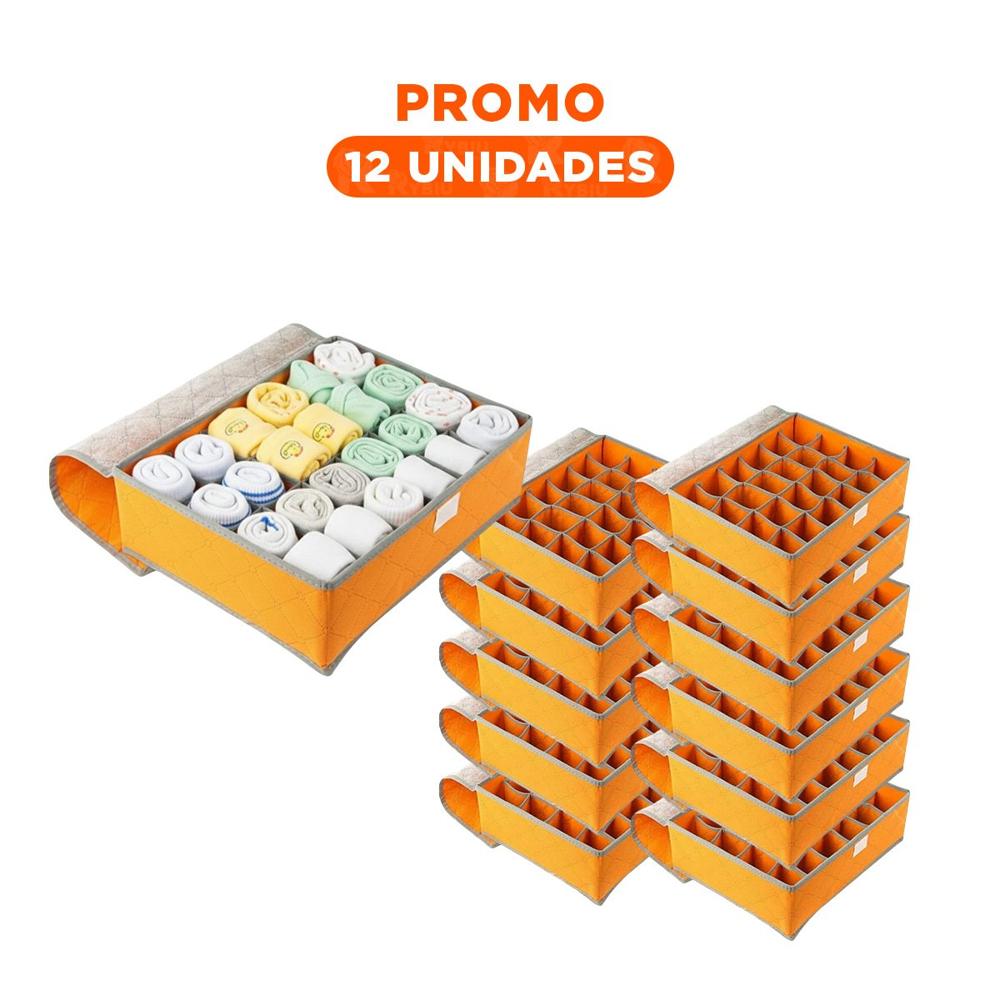 Pack12 Modulo Organizador para Ropa Interior 24 Divisiones Naranja Orden Plus