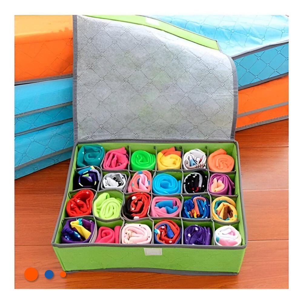 Organizador de Ropa Interior 24 Divisiones con Tapa Color Verde Hogar Plus