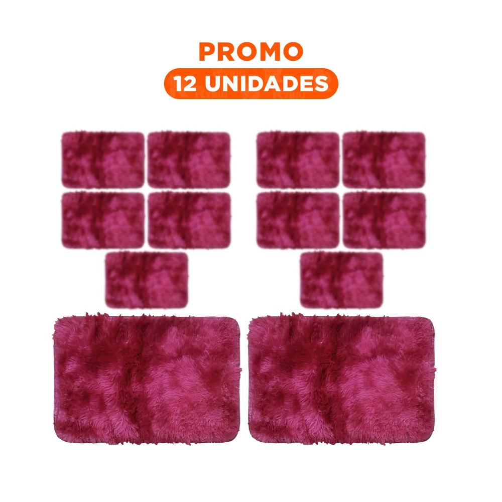 Pack12 Alfombrilla Rectangular 40x60cm Fucsia y Guinda con Superficie Peluche