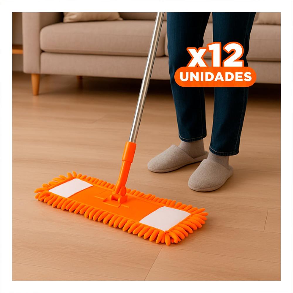 Pack12 Fibra Rectangular de Microfibra Naranja Absorbente Uso Domestico Y Regalo Sticker