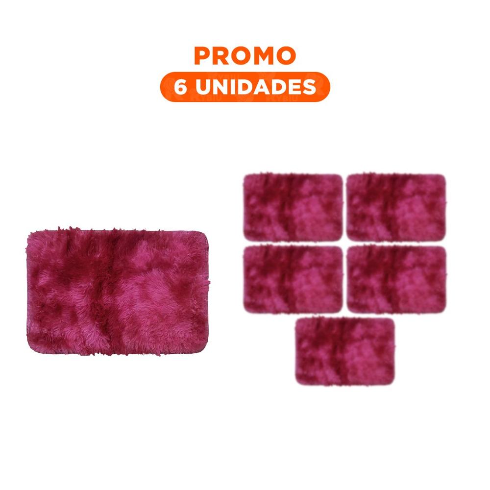 Pack6 Alfombrilla de Textura Peluche Fucsia y Guinda Rectangular 40x60cm YRegalo Sticker