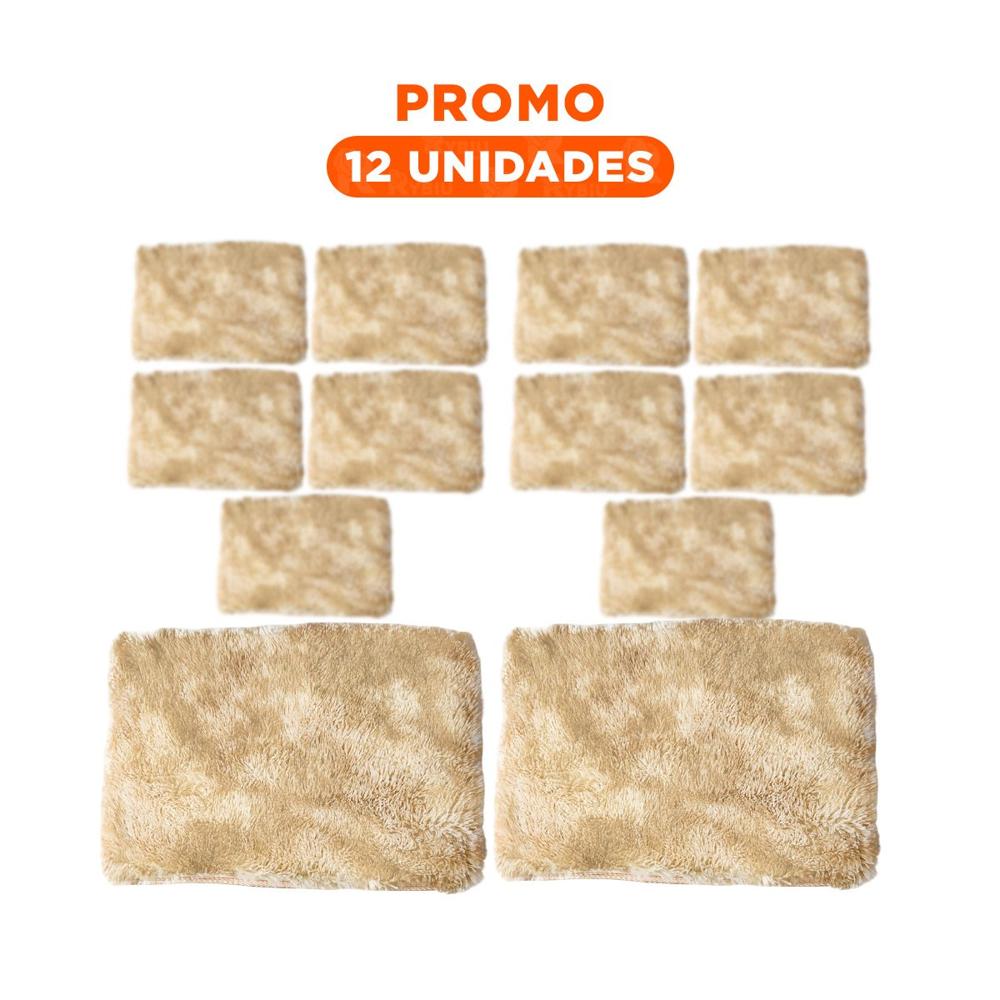 Pack12 Alfombrilla Rectangular 40x60cm Camello y Crema con Superficie Peluche