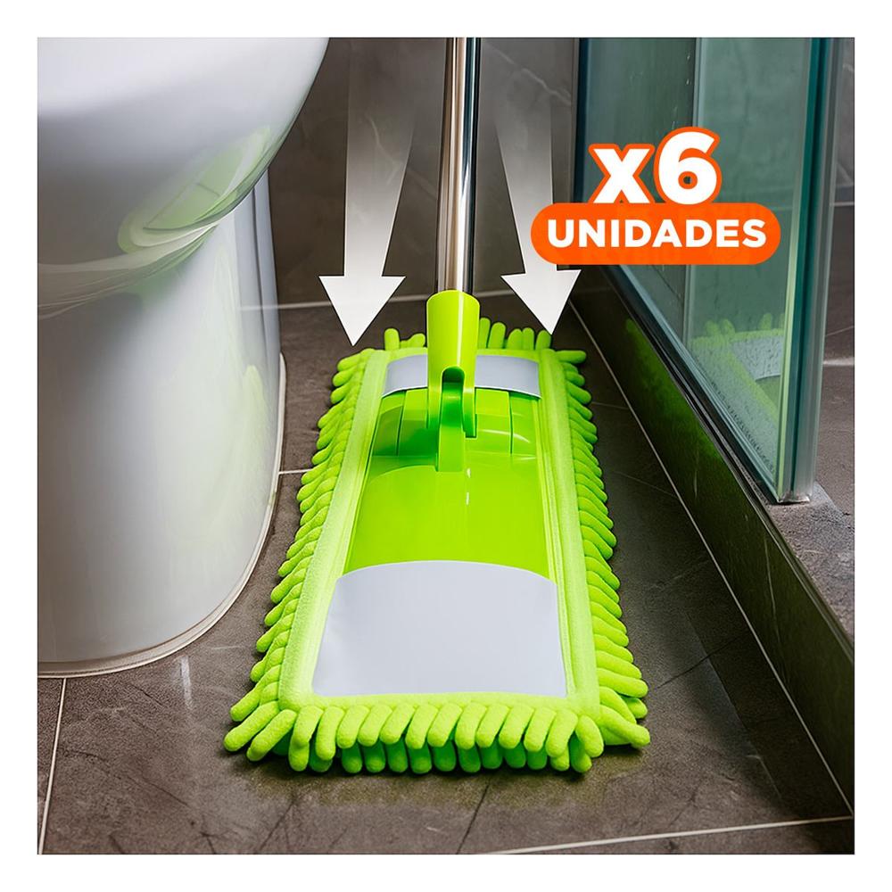 Pack6 Repuesto Rectangular de Microfibra Verde Absorbente Uso Domestico