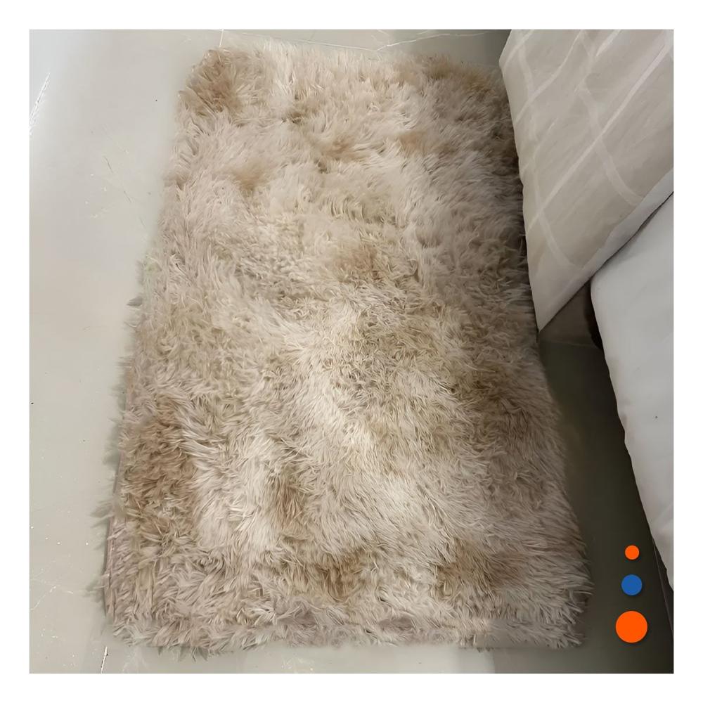 Alfombra Rectangular de Textura Peluche Blanco y Camello con Dimensiones 40x60cm
