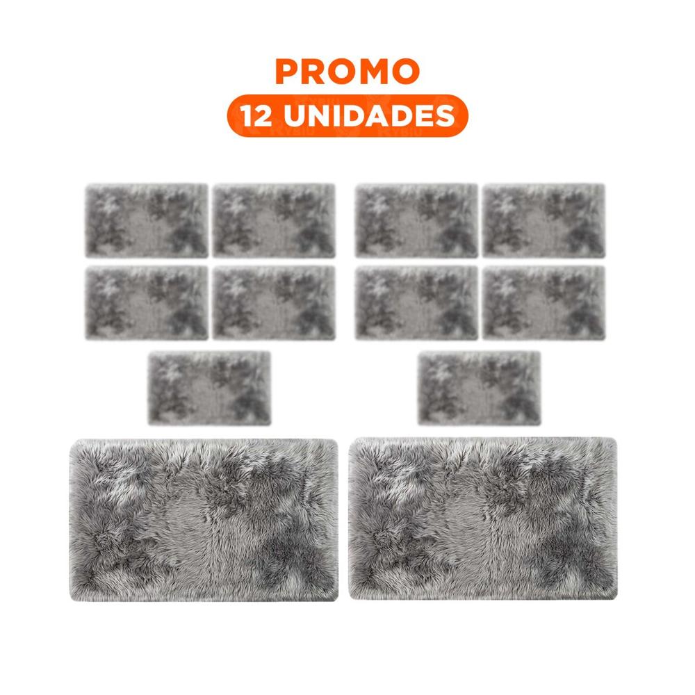 Pack12 Alfombrilla Rectangular 40x60cm Plomo con Superficie Peluche