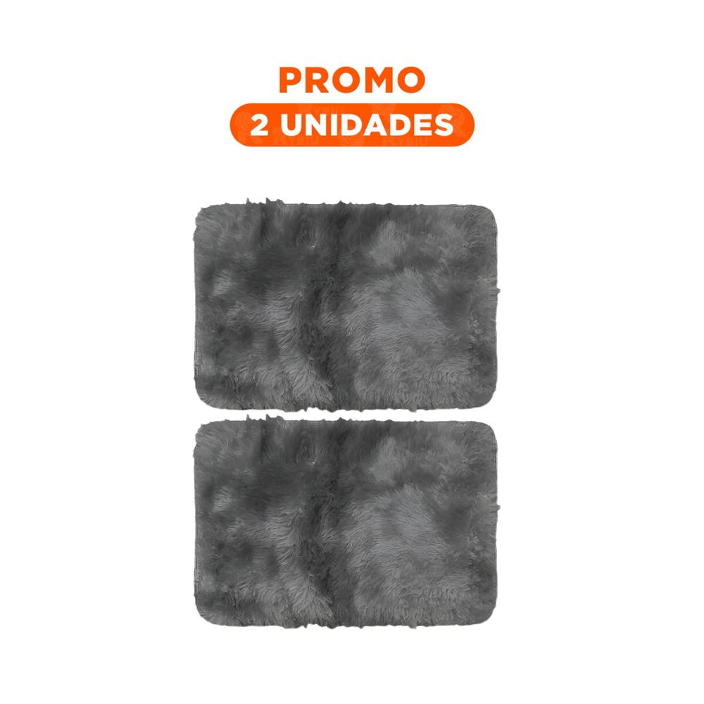 Pack2 Tapete Negro y Plomo Rectangular 40x60cm con Superficie Peluche Y Regalo Sticker