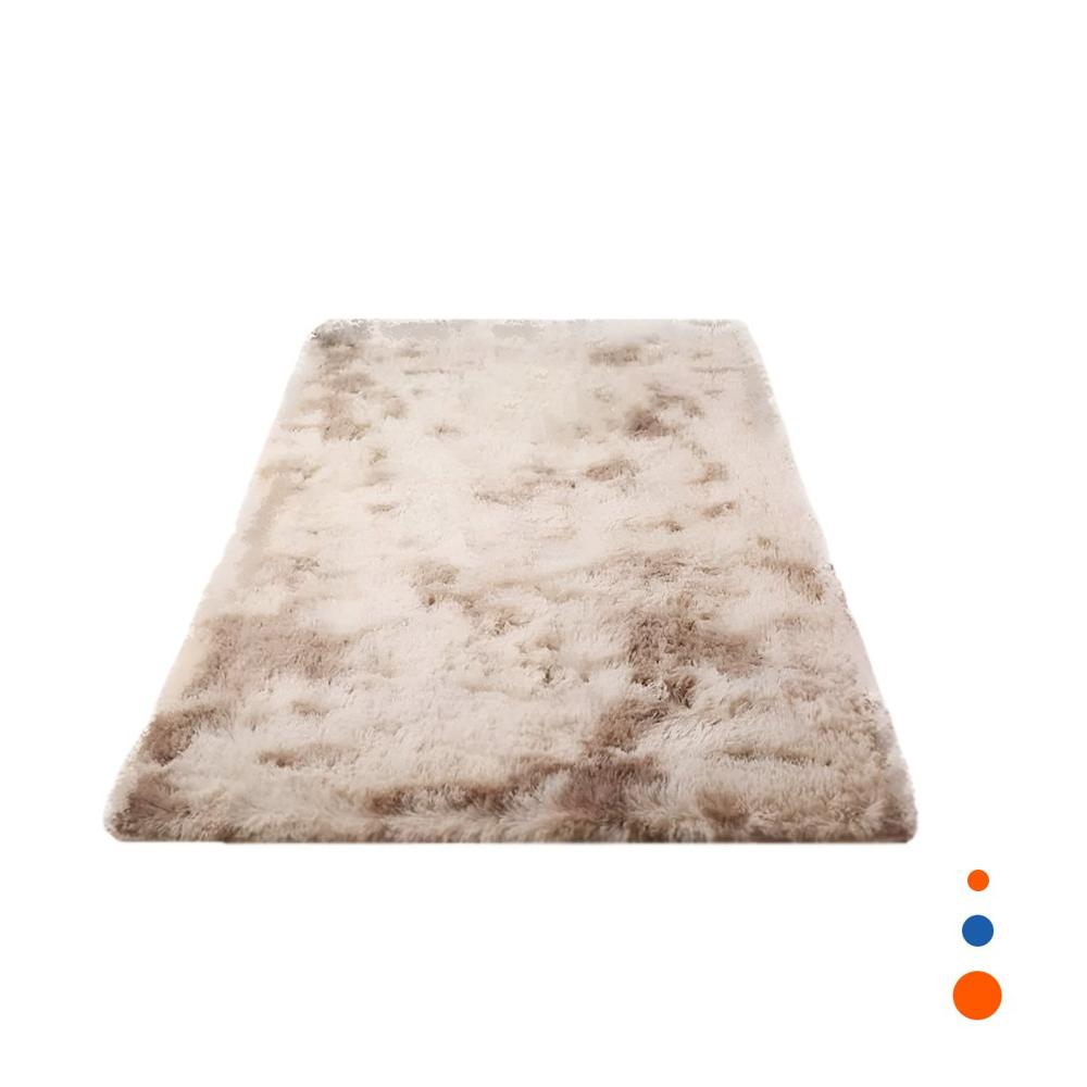 Alfombra con Dimensiones 40x60 Rectangular de Textura Peluche Blanco y Camello Y Regalo Sticker