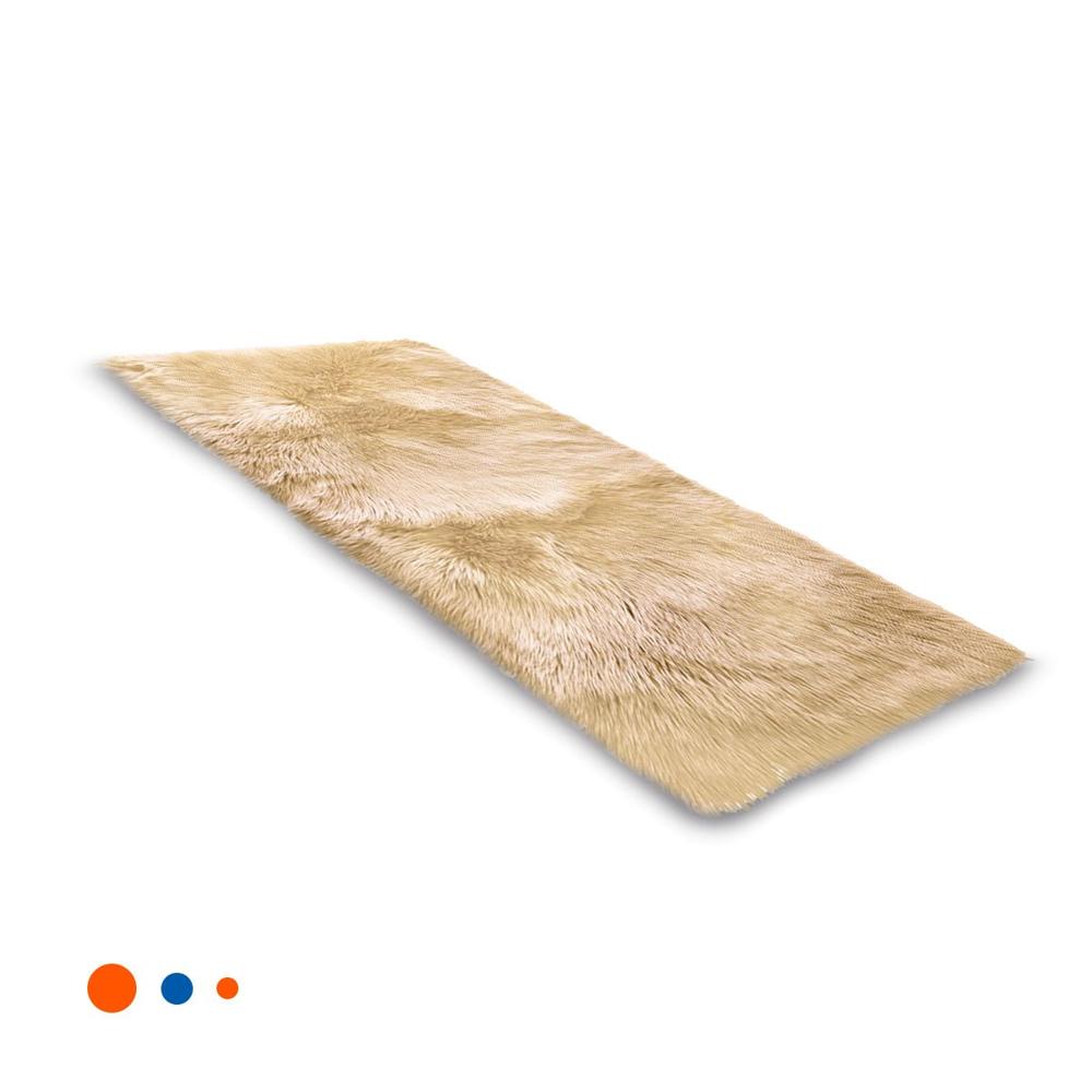 Alfombra con Dimensiones 40x60 Rectangular de Textura Peluche Camello y Crema YRegalo Sticker