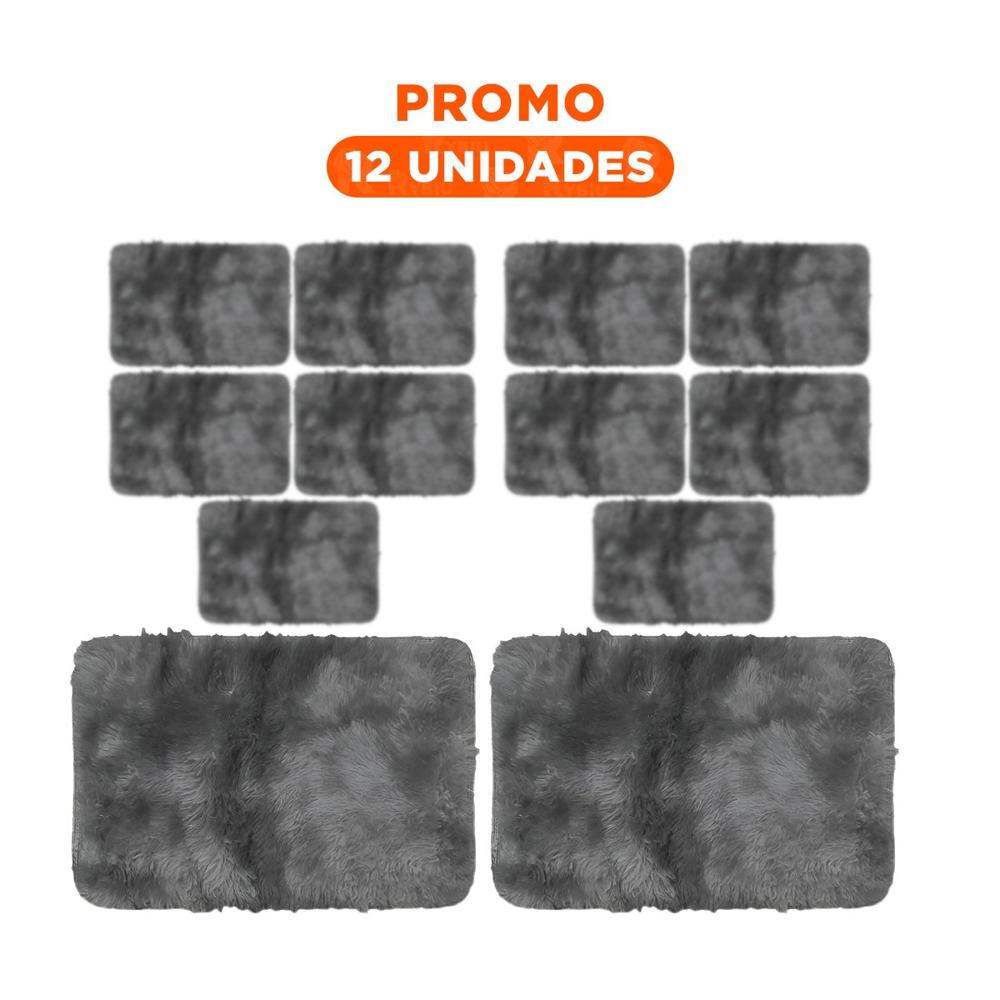 Pack12 Alfombrilla Rectangular 40x60cm Negro y Plomo con Superficie Peluche
