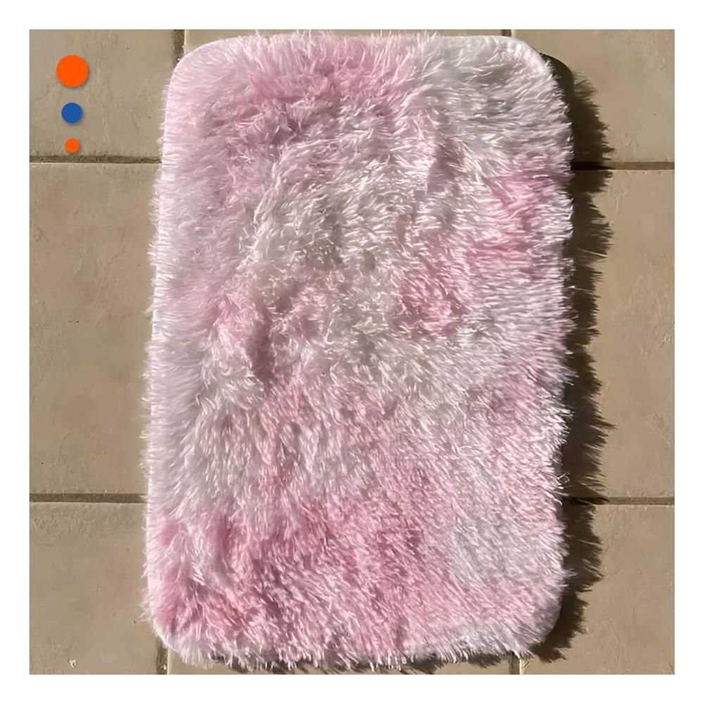 Alfombra de Textura Peluche Rectangular con Rosado y Blanco Dimensiones 40x60cm Y Notas