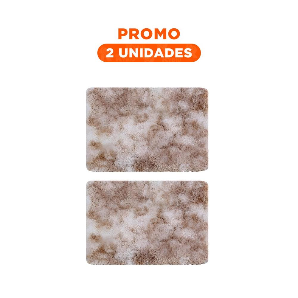 Pack2 Tapete Blanco y Camello Rectangular 40x60cm con Superficie Peluche Y Regalo Sticker