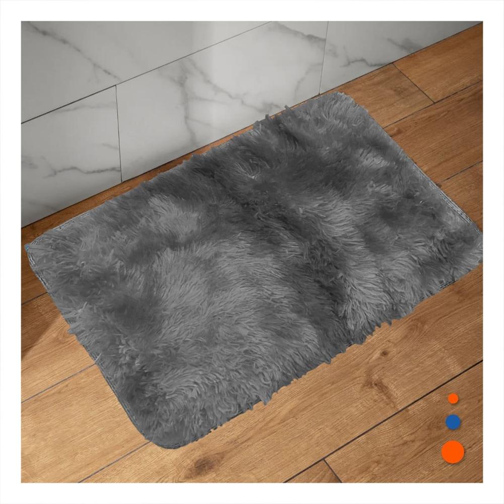 Alfombra de Textura Peluche Rectangular con Negro y Plomo Dimensiones 40x60cm Y Notas