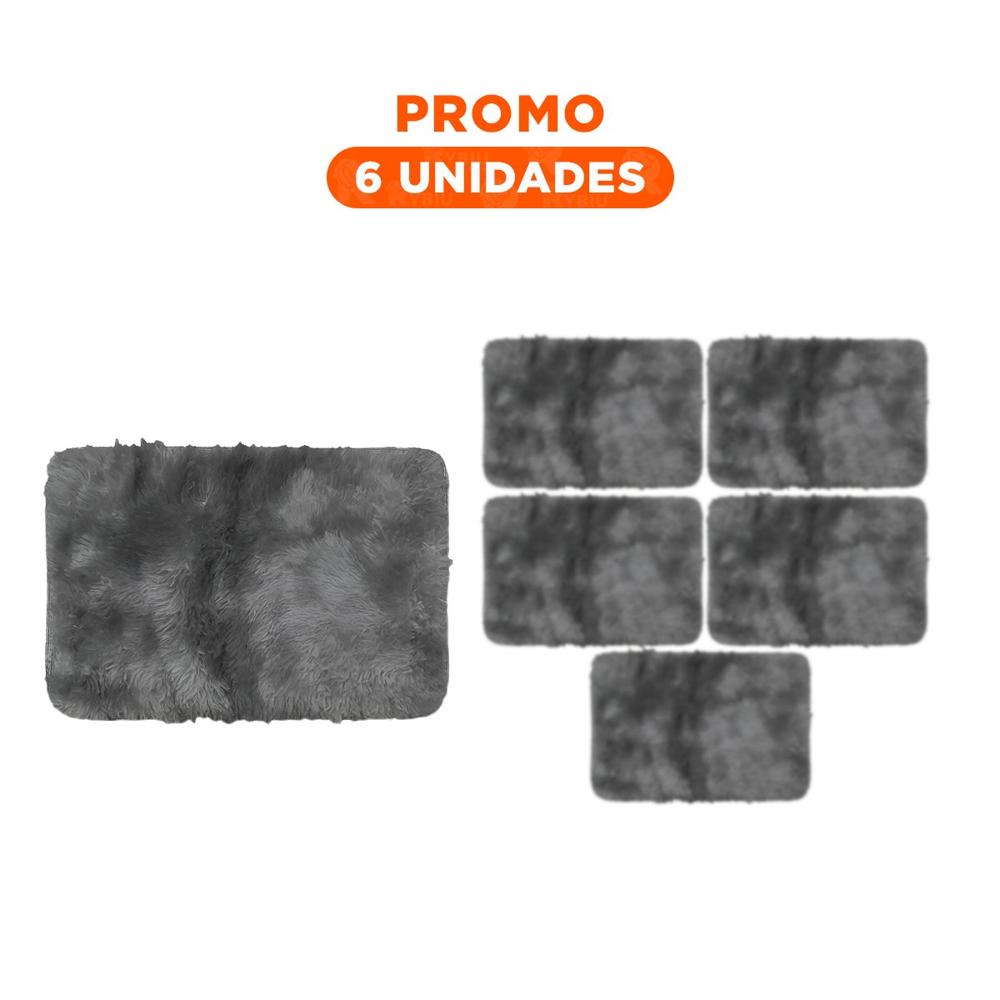 Pack6 Alfombrilla de Textura Peluche Negro y Plomo Rectangular 40x60cm YRegalo Sticker