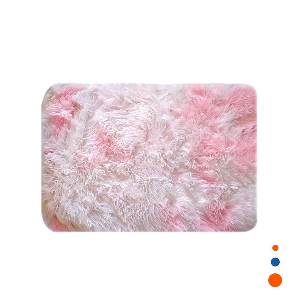 Alfombra con Dimensiones 40x60 Rectangular de Textura Peluche Rosado y Blanco YRegalo Sticker