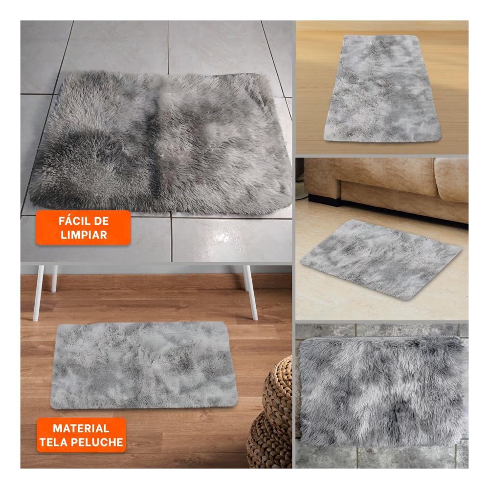 Alfombra Rectangular Plomo de Textura Peluche en Dimensiones 40x60cm Y Ligas Regalo