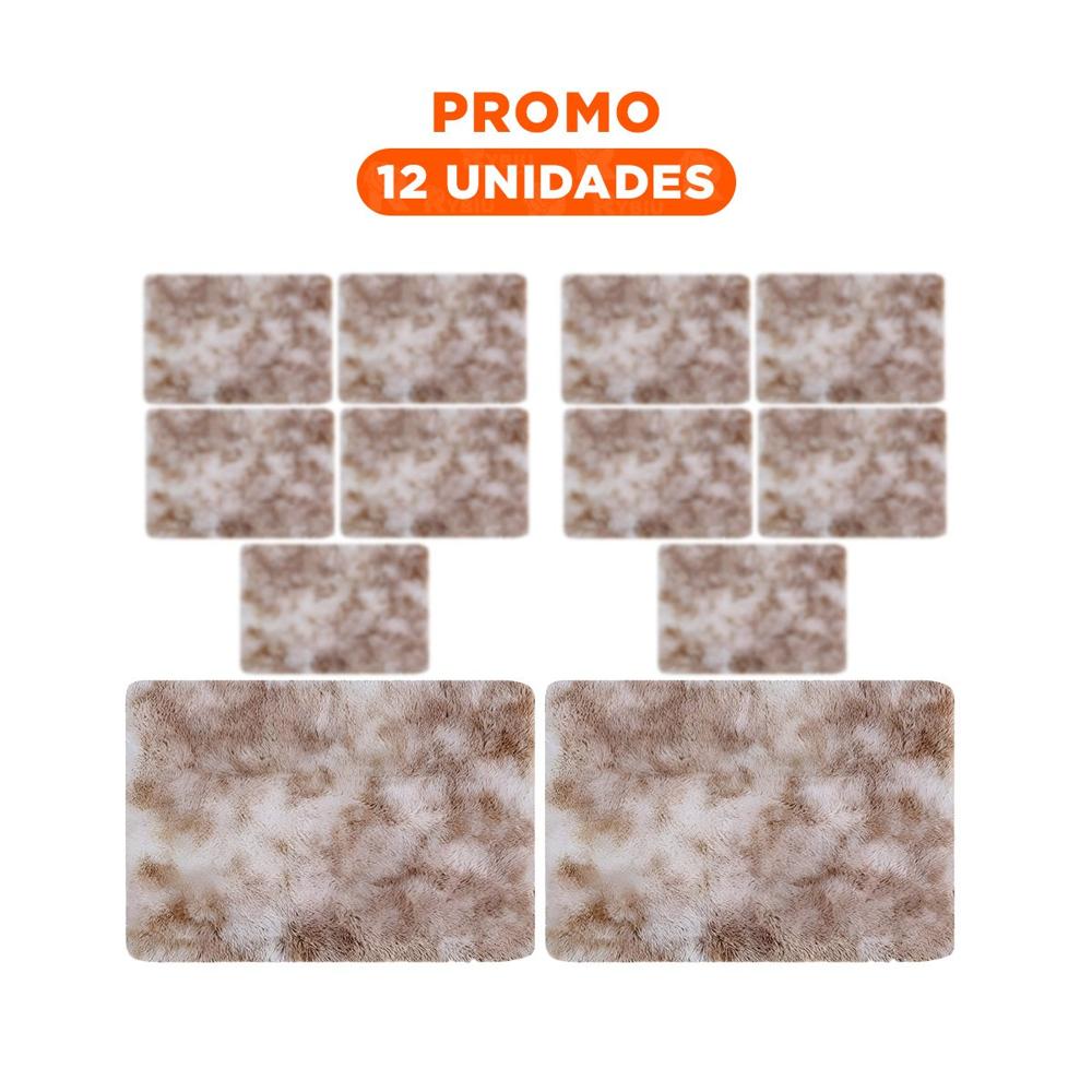Pack12 Alfombrilla Rectangular 40x60cm Blanco y Camello con Superficie Peluche