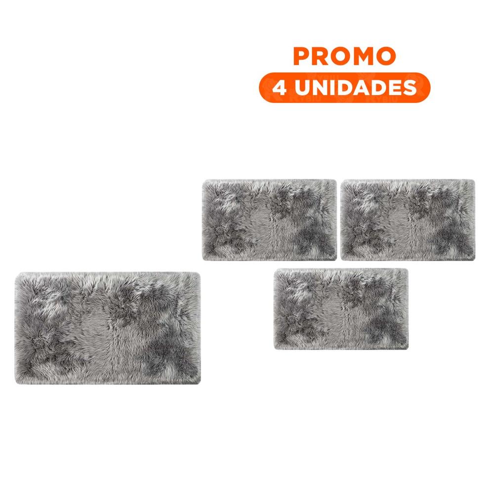 Pack4 Tapete Rectangular con Dimensiones 40x60cm Peluche Plomo