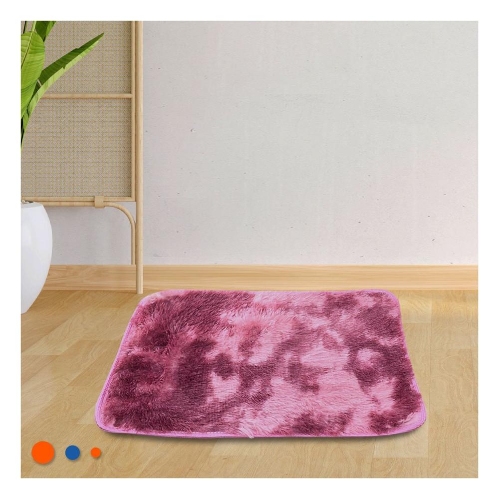 Alfombra Guinda y Rosado Rectangular con Dimensiones 40x60cm y Textura Peluche Y Papel Regalo