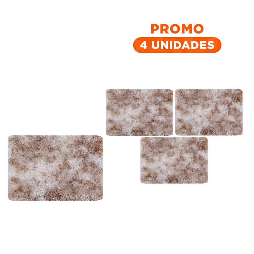 Pack4 Tapete Rectangular con Dimensiones 40x60cm Peluche Blanco y Camello