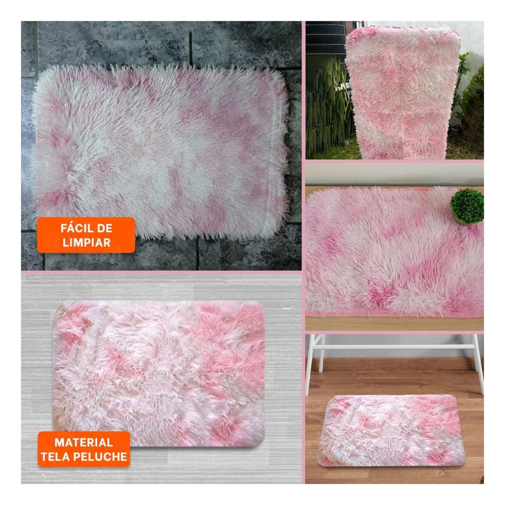 Alfombra Rectangular Rosado y Blanco de Textura Peluche en Dimensiones 40x60cm YLigas Regalo