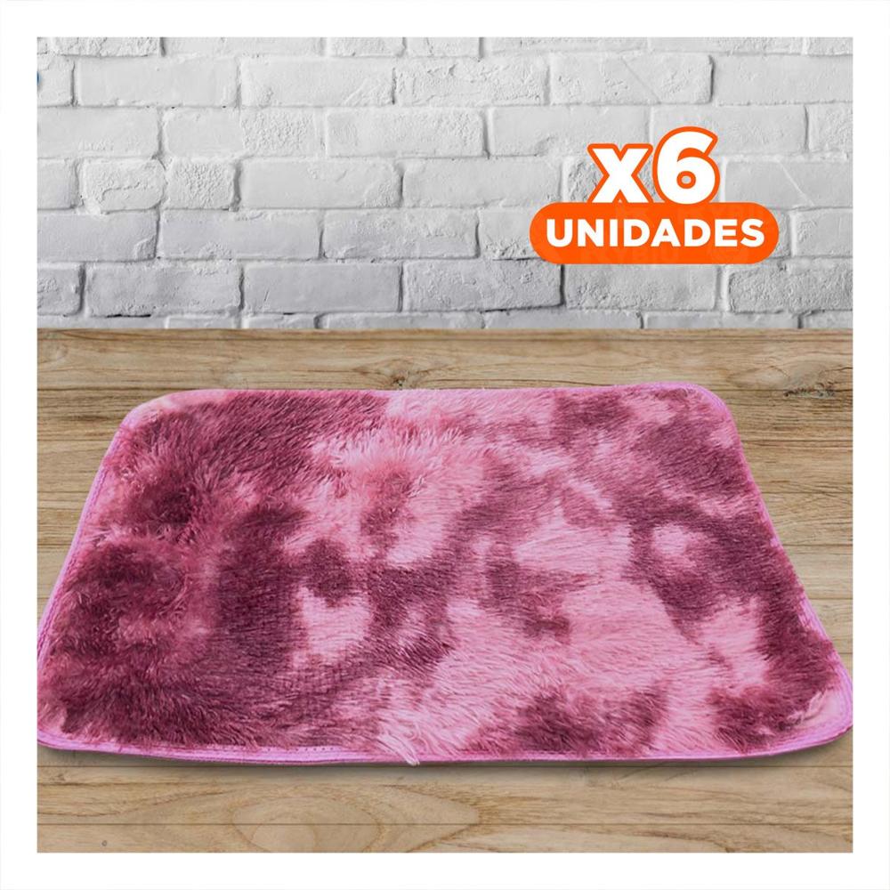 Pack6 Alfombrilla Dimensiones 40x60cm con Textura Peluche Guinda y Rosado Y Papel Regalo