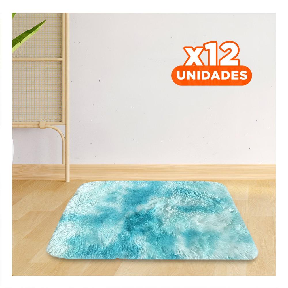 Pack12 Base Rectangular Dimensiones 40x60cm de Textura Peluche Celeste y Blanco Y Papel Regalo