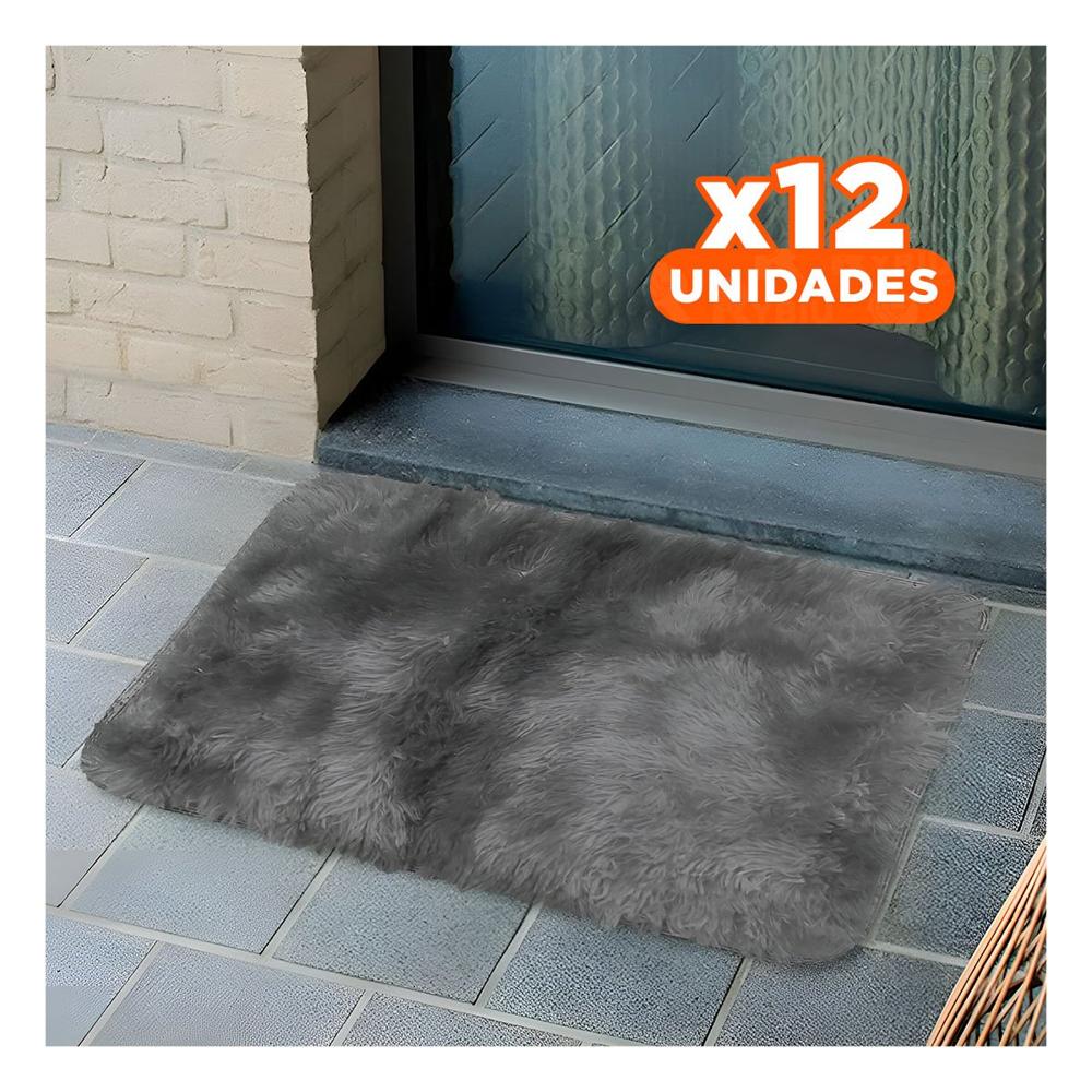 Pack12 Base Rectangular Dimensiones 40x60cm de Textura Peluche Negro y Plomo Y Papel Regalo