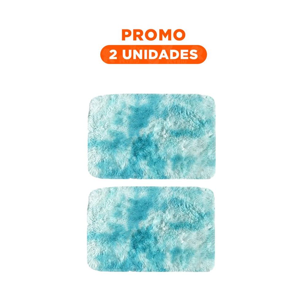 Pack2 Tapete Celeste y Blanco Rectangular 40x60cm con Superficie Peluche YRegalo Sticker