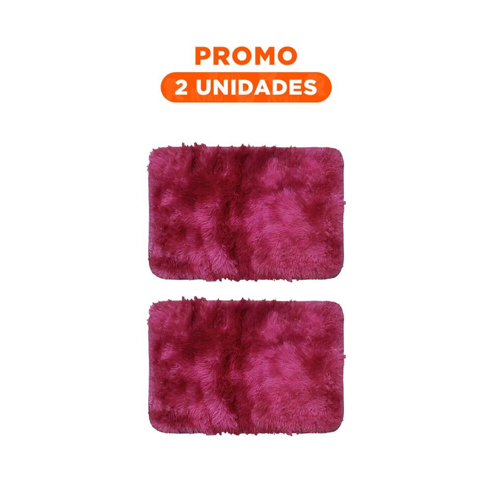 Pack2 Tapete Fucsia y Guinda Rectangular 40x60cm con Superficie Peluche YRegalo Sticker