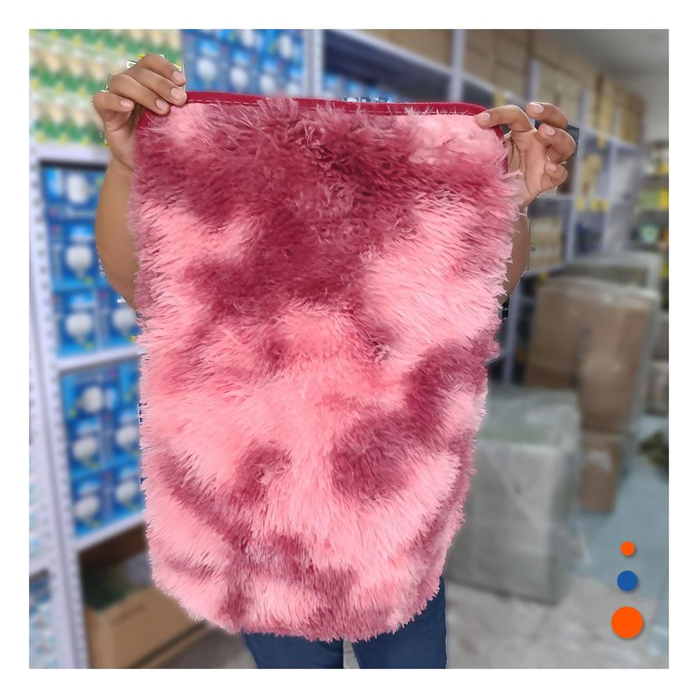 Alfombra Rectangular de Textura Peluche Guinda y Rosado con Dimensiones 40x60cm