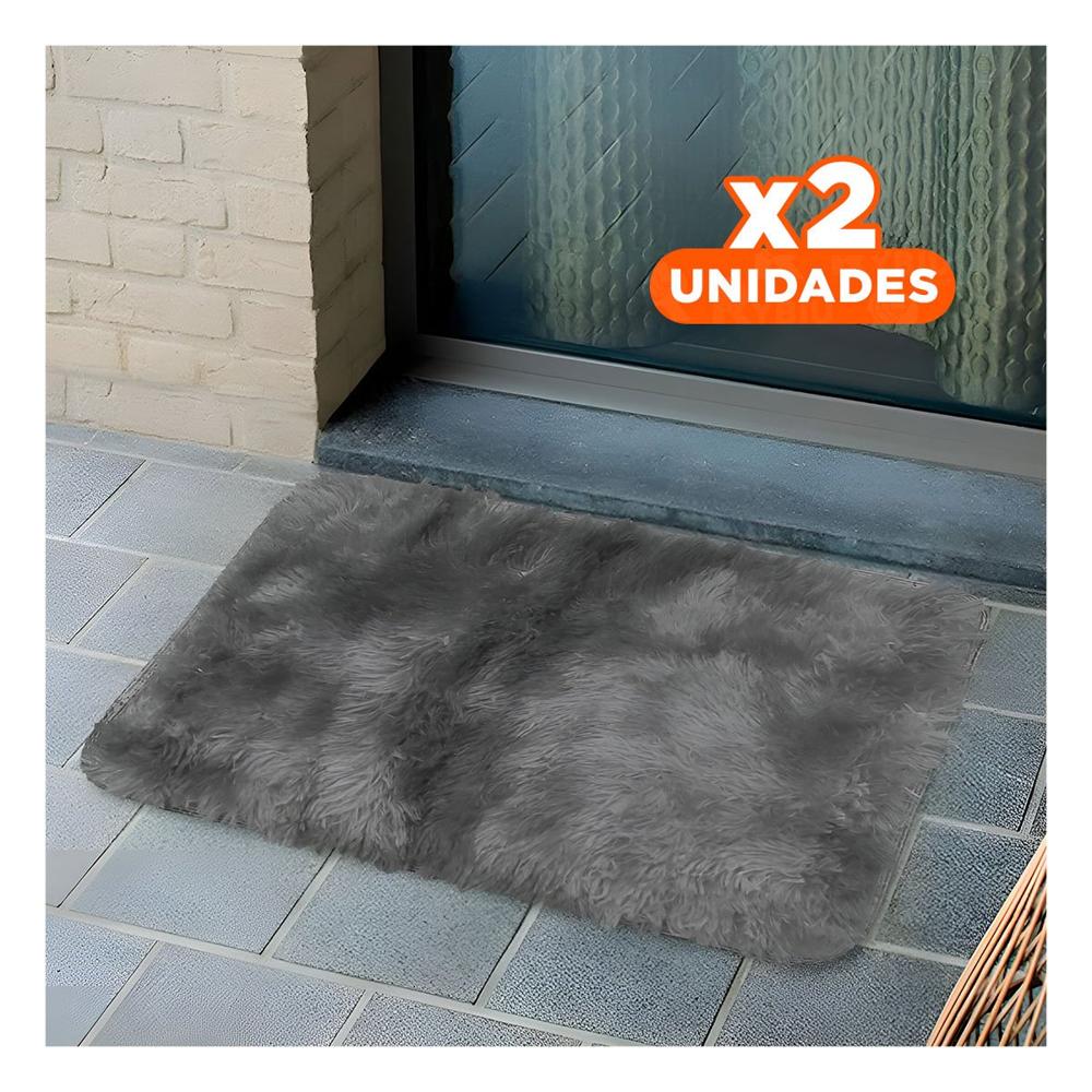 Pack2 Tapete de Textura Peluche Rectangular Negro y Plomo Dimensiones 40x60cm