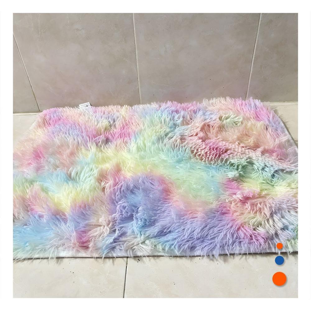 Alfombra de Textura Peluche Rectangular con Multicolor Dimensiones 40x60cm Y Notas